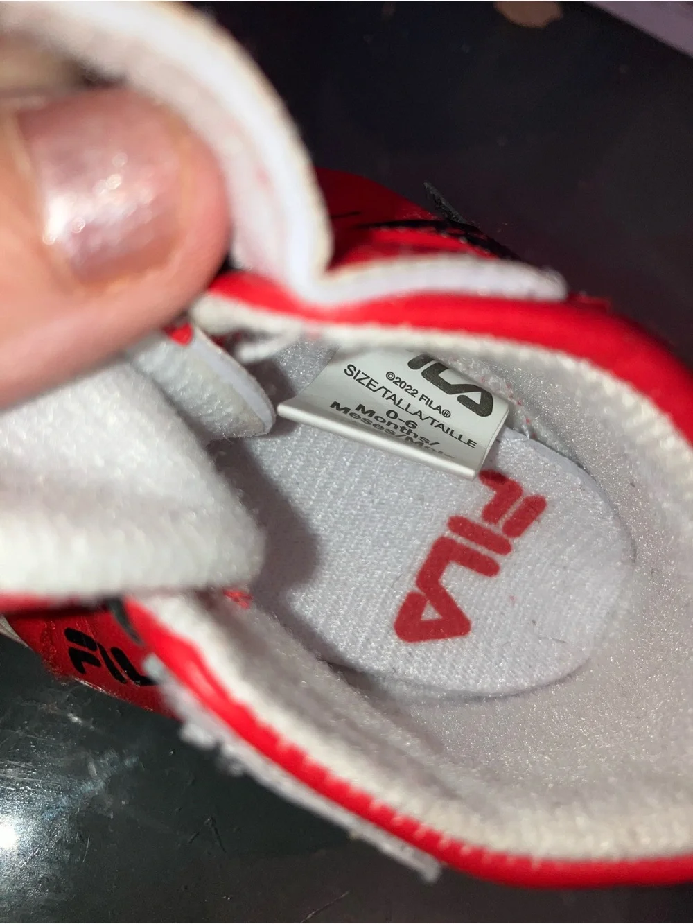 Fila Red & Black Baby Sneakers - Hook & Loop Closure 0-6 Months